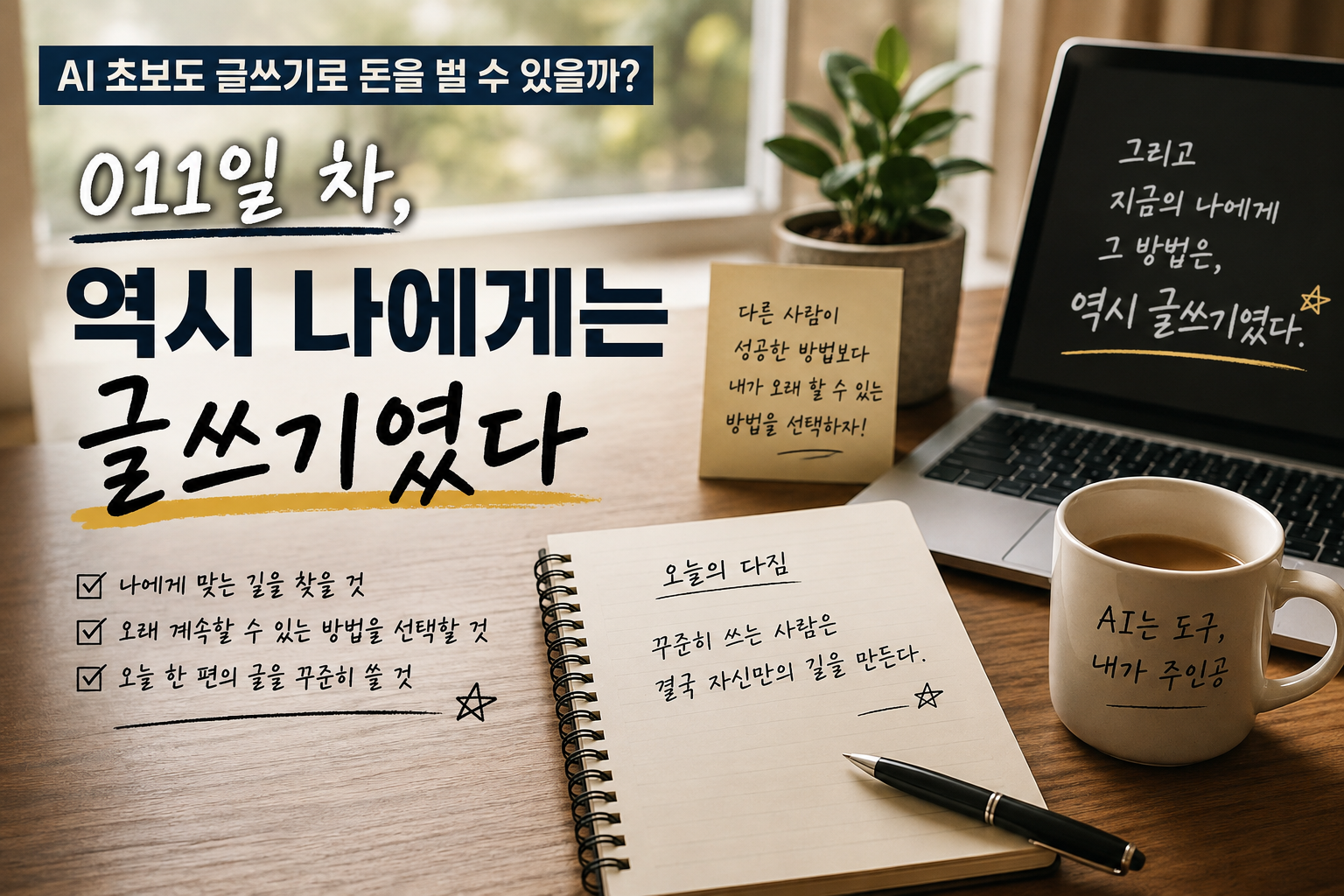 AI로 돈 버는 여러 방법을 고민한 끝에 글쓰기를 선택한 AI 초보의 011일 차