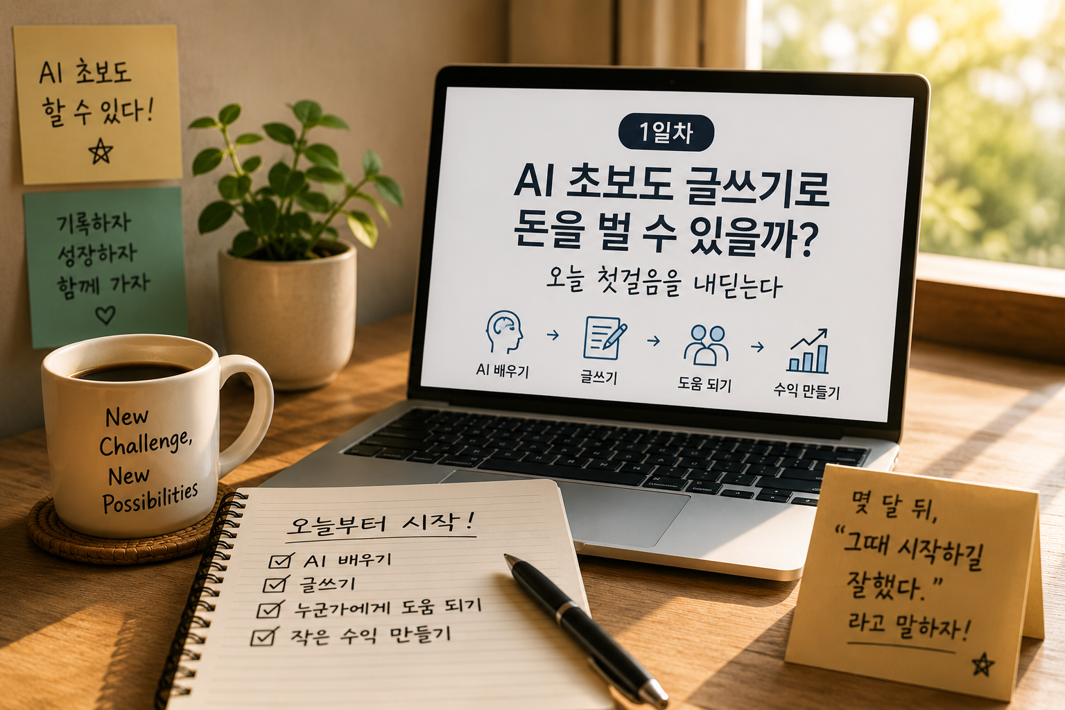 AI 초보가 글쓰기로 돈을 벌 수 있을지 도전하는 블로그 001일차