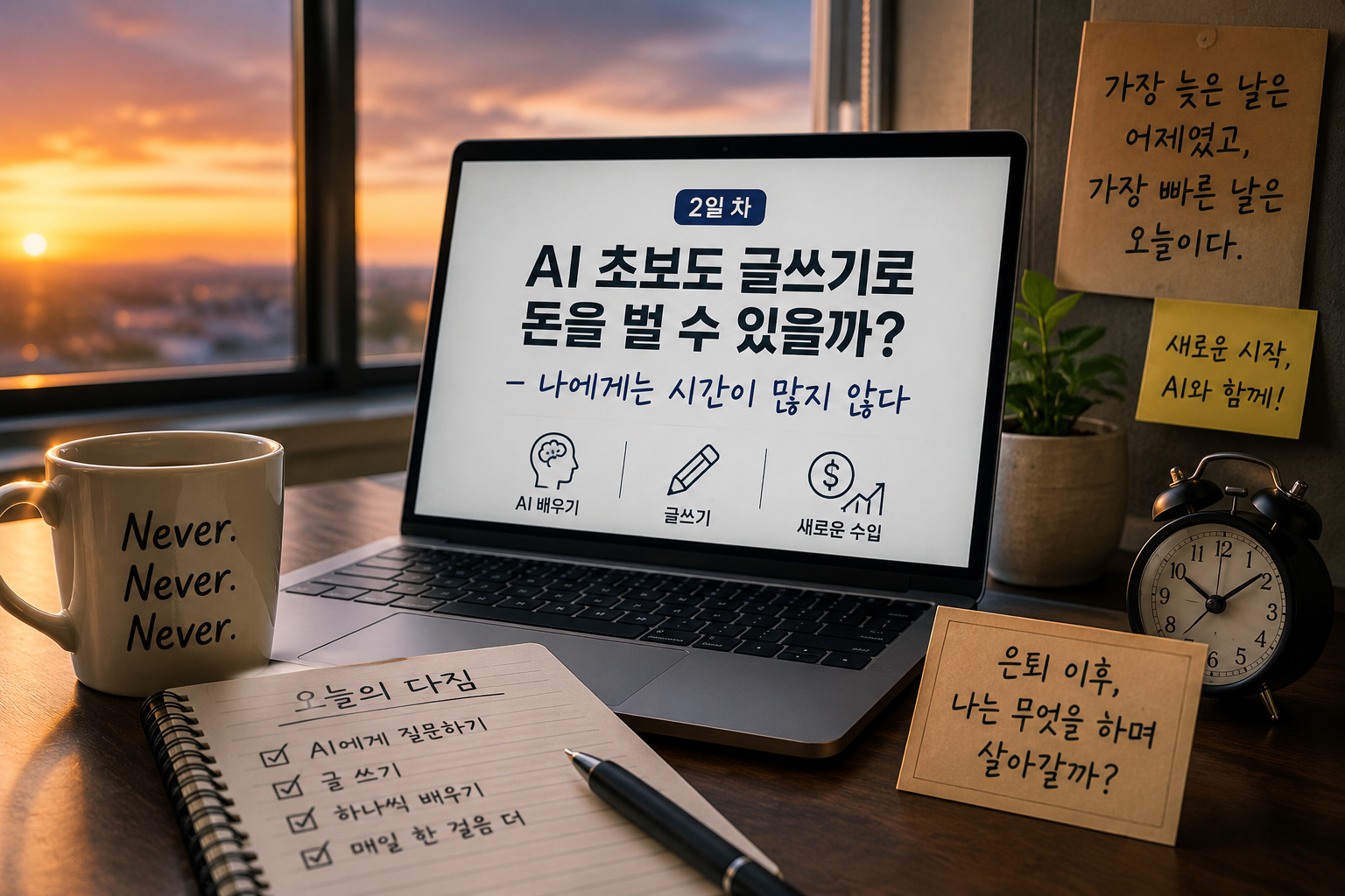 AI 초보 글쓰기 002일 차, 새로운 수입을 준비하며 AI에 도전하는 중년의 기록
