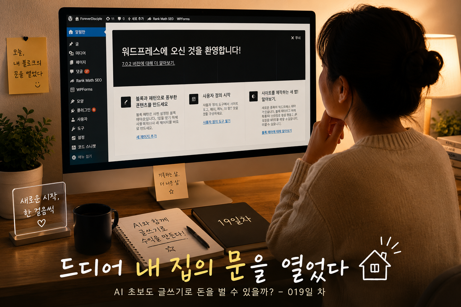 워드프레스 관리자 화면을 처음 열어본 AI 초보 블로거의 019일 차