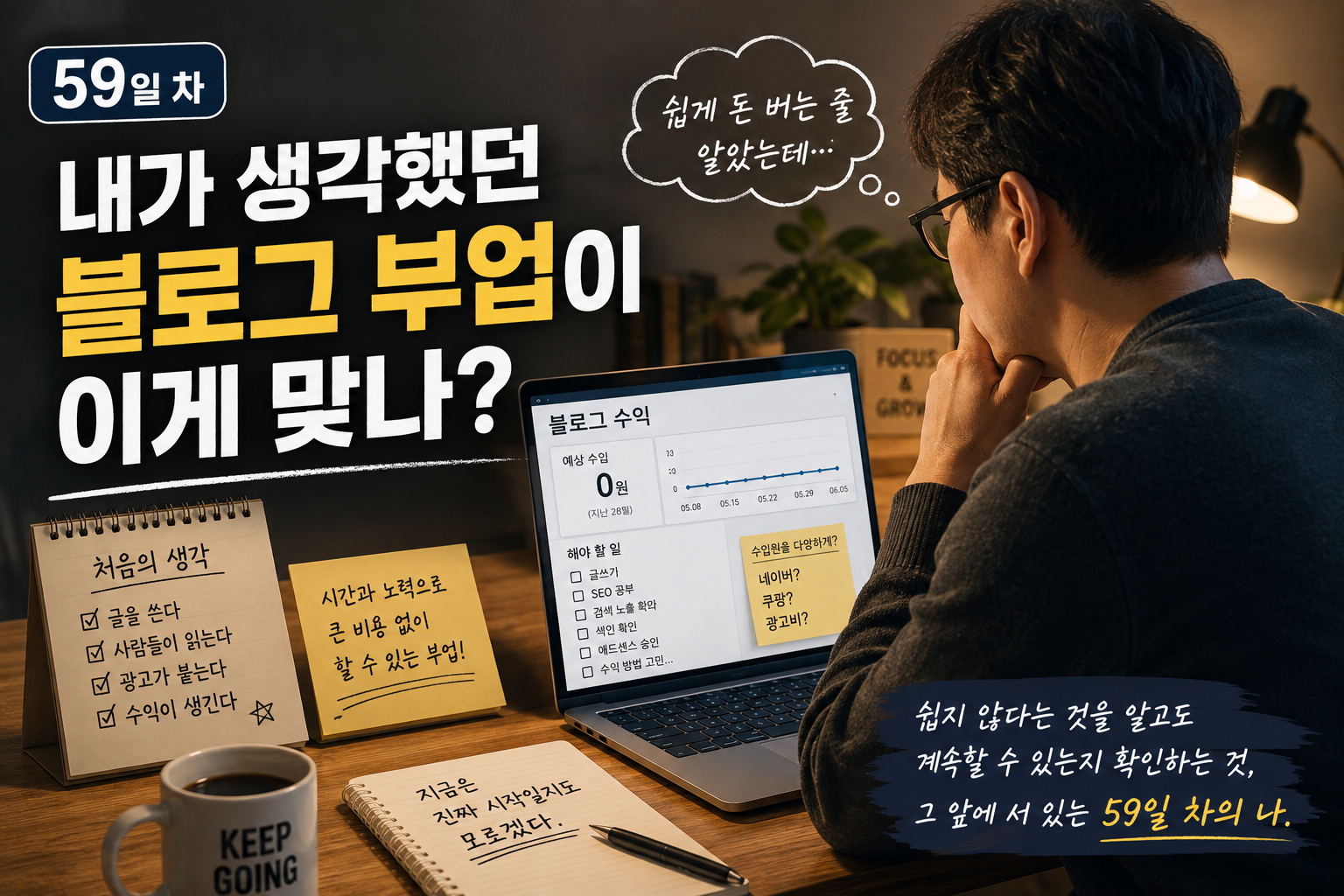 AI 초보가 블로그 부업과 수익화에 대해 고민하는 59일차 기록