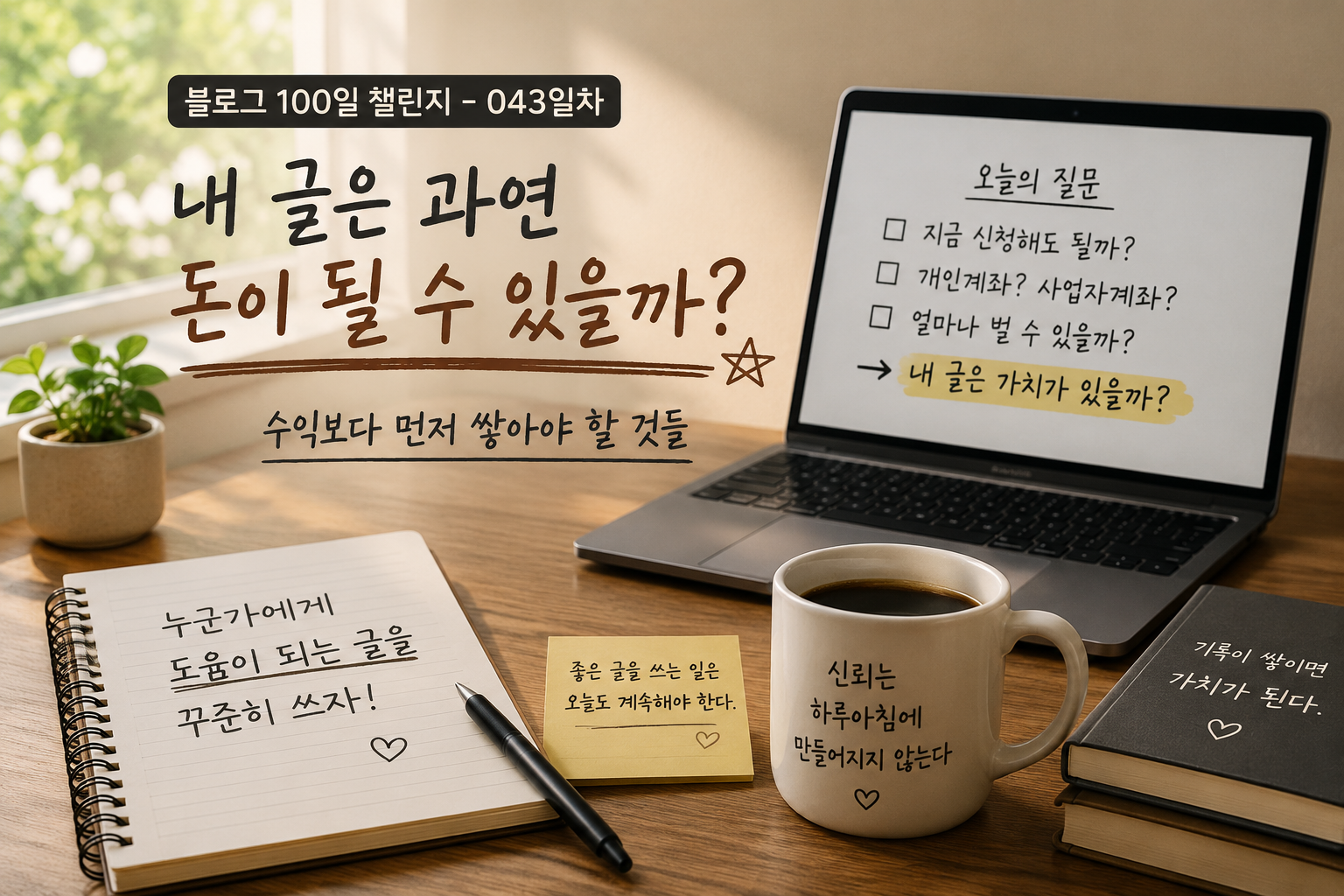 블로그로 돈 벌기와 내 글의 가치를 고민하는 043일차