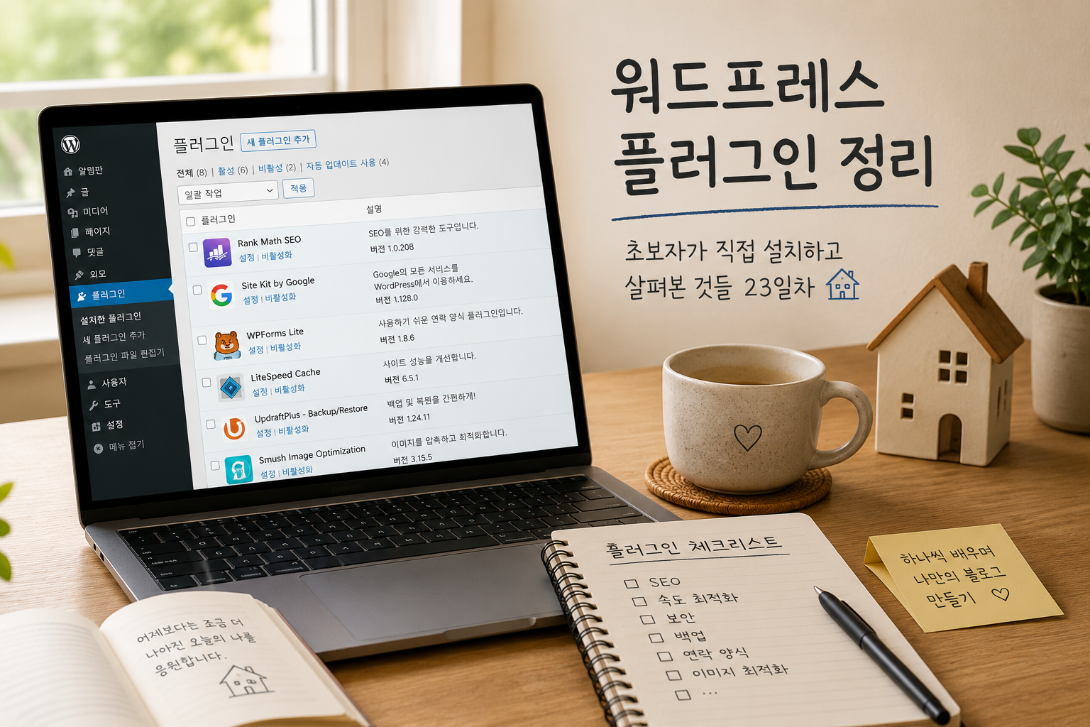 워드프레스 플러그인을 확인하고 정리하는 초보자의 작업 화면
