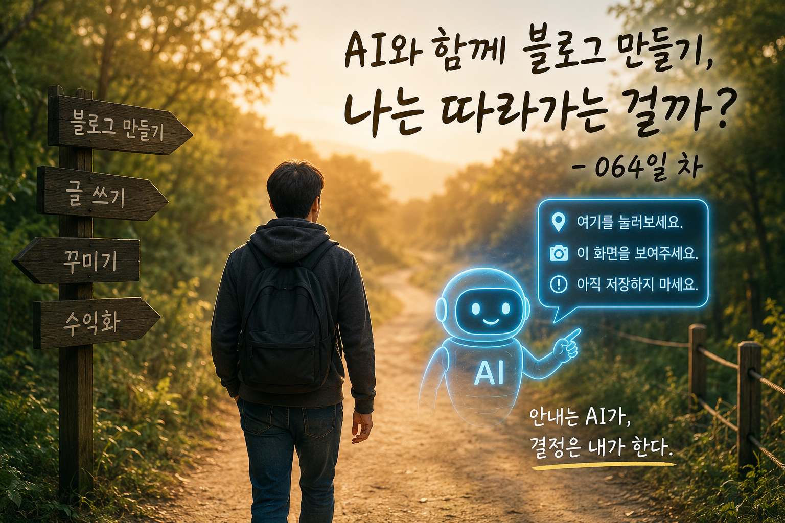 AI와 함께 블로그를 만들며 안내를 받고 스스로 방향을 결정하는 모습