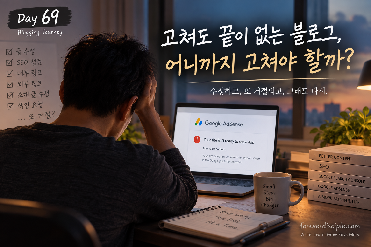 블로그 수정 후에도 애드센스 Low value content로 거절되어 고민하는 069일 차